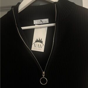 Black Zipper Sweater Dress